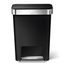 Black Plastic Rectangular Step Trash Can with Silent-Close Lid