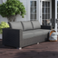 Gray Wicker and Metal Outdoor Sectional Sofa