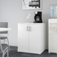 White Engineered Wood Office Storage Cabinet with Adjustable Shelves