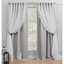 Cloud Grey and White Room Darkening Blackout Sheer Curtain Panels, 52" x 96", Set of 2