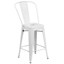 24" High White Metal Indoor-Outdoor Counter Stool with Back