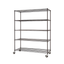 Trinity 60'' Black 5-Tier Adjustable Steel Wire Shelving Unit with Wheels