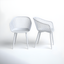 White Powder Coated Steel and Resin Dining Armchair Set