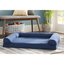 Navy Quilted Orthopedic Foam Bolster Pet Sofa Bed, Medium