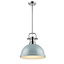 Transitional Seafoam Shade Chrome Large Pendant Light