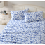 Emelisa Blue Floral Cotton Flannel Queen Sheet Set