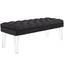 Valet Luxe Button-Tufted Black Velvet Bench with Clear Acrylic Legs