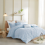 Blue Cotton Jacquard Twin/Twin XL Duvet Cover Set