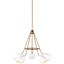 Satin Bronze and Matte White 5-Light Chandelier with Steel Shades