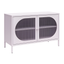 Lilac Metal Accent Cabinet with Fluted Glass Doors