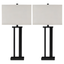 Set of 2 Bronze Metal Table Lamps with Beige Shades