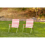 Red and White Striped Aluminum Folding Camping Chairs (Set of 2)