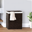 Mocha Brown Handwoven Wicker Collapsible Laundry Hamper with Lid