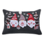 Gray Embroidered Christmas Gnomes Lumbar Throw Pillow