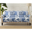 Navy Patchwork Reversible Scalloped Sofa Protector