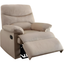 Beige Microfiber Recliner with Wood Frame and Massage