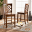 Nicolette Walnut Brown Wood Counter Stool with Intricate Backrest