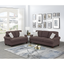 Dark Coffee Chenille 2-Piece Sofa and Loveseat Set with Nailhead Trim