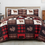 Rustic Red and Black Full Quilt Set with Shams