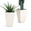 White Tall Fluted Box Planter Set for Indoor/Outdoor