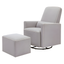 Gray Polyester Swivel Glider with Ottoman and Lumbar Pillow