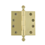 Polished Brass 4x4 Inch Heavy Duty Door Hinge with Acorn Tips