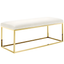 Gold Ivory Velvet Upholstered Bench with Stainless Steel Frame