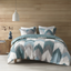 King Aqua Cotton Reversible Ikat Chevron Comforter Set