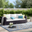 Espresso White Wicker Rattan Three-Seat Outdoor Sectional Sofa