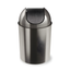 Silver Plastic Cylinder Swing Top Trash Can