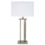 Set of 2 Silver Metal Table Lamps with White Shades