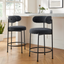 Charcoal Black Boucle Fabric Adjustable Counter Stools Set of 2