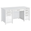 Contemporary White 60" Executive Desk with Filing Cabinet and Lift Top