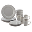 Sea Salt Gray Ceramic 16-Piece Dinnerware Set