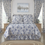 Navy and Creme Cotton Twin Reversible Floral Quilt Set