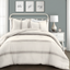 Farmhouse Stripe Reversible Cotton Full/Queen Comforter & Sham Set - Gray