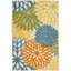 Tropical Aloha Bloom Turquoise Multicolor Floral Outdoor Rug