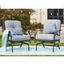 Gray Outdoor Rocking Motion Chairs with Cushions, Set of 2