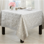 Silver Floral Embroidered Polyester Tablecloth, 65" x 120"