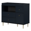 Navy Blue Wooden Changing Table with Drawers and Open Storage