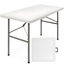 White Heavy-Duty 4ft Folding Plastic Table with Handle