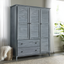 Brushed Grey Solid Pine Coastal 3-Door Wardrobe