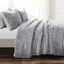 King Light Gray Faux Fur Reversible Comforter Set