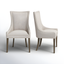 Elegant Cream Chenille Upholstered Dining Side Chair with Charcoal Grey Legs