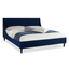 Queen Navy Blue Tufted Upholstered Pine Platform Bed