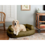 Olive Green Microsuede Overstuffed Large Dog Sofa