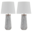 Antique White Textured Metal Table Lamp Set with 3-Way Switch