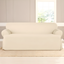 Natural Cotton Duck T-Cushion Sofa Slipcover with Tailored Skirt