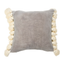 Gray Cotton Chenille Throw Pillow with Cream Tassels