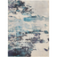 Abstract Blue and White Synthetic 5' x 7' Stain-Resistant Rug